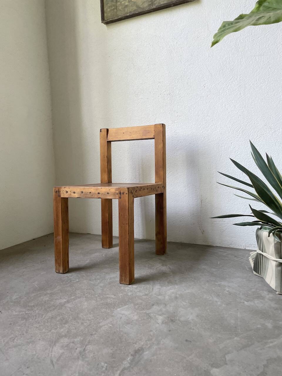 Brutalist pine chair