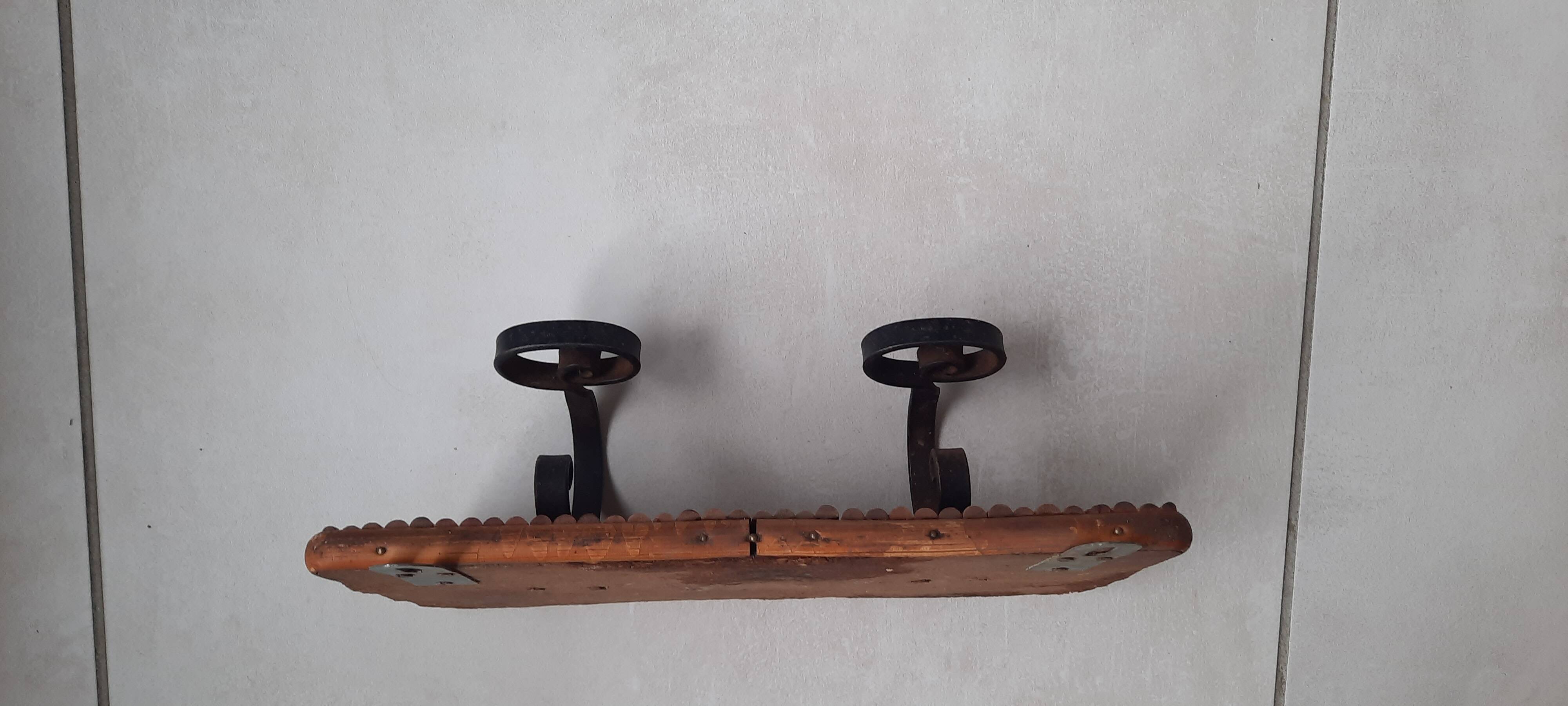 Vintage rattan and metal coat rack