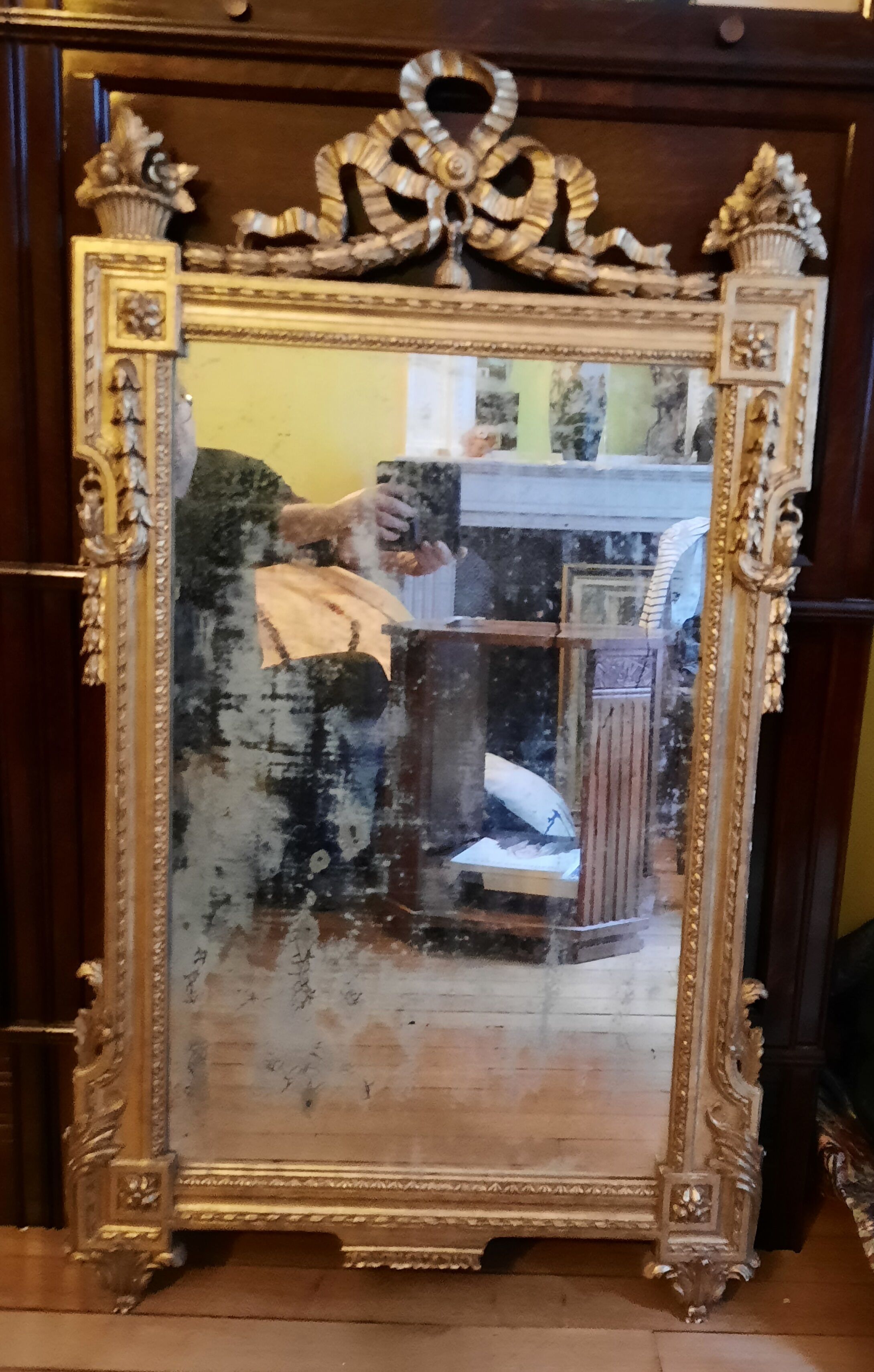 Louis XVI style gilded mirror