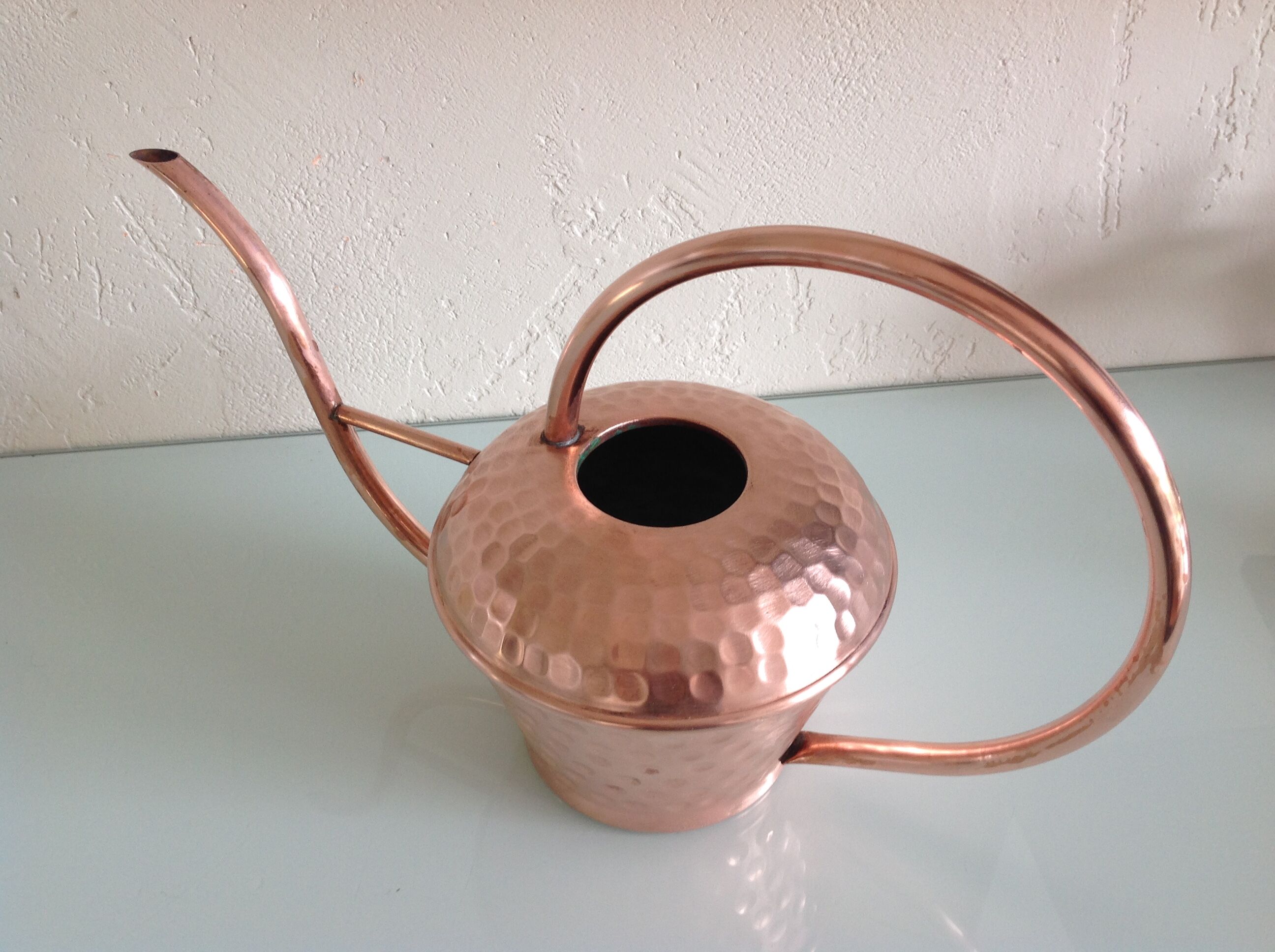 Arrosoir en cuivre brossé par Lecellier Villedieu vintage  années 60-70