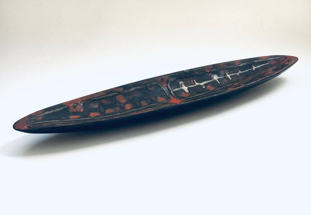 Abstract Art Ceramic Surfboard Bowl Dish from Perignem Studio, Belgium, 1960s