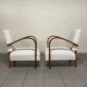 Pair of Art Deco Armchairs in Curved Wood, Italian Manufacture, 1930s - 1940s