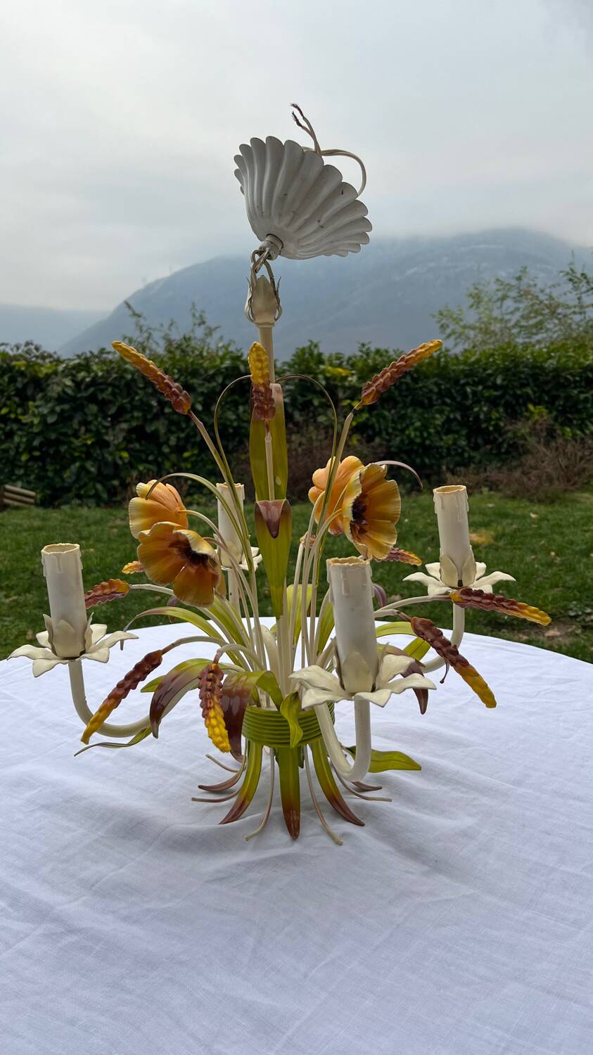 White metal chandelier Italy 60s/70s