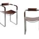Pair of Wanderlust armchairs with backrest, brown and metal