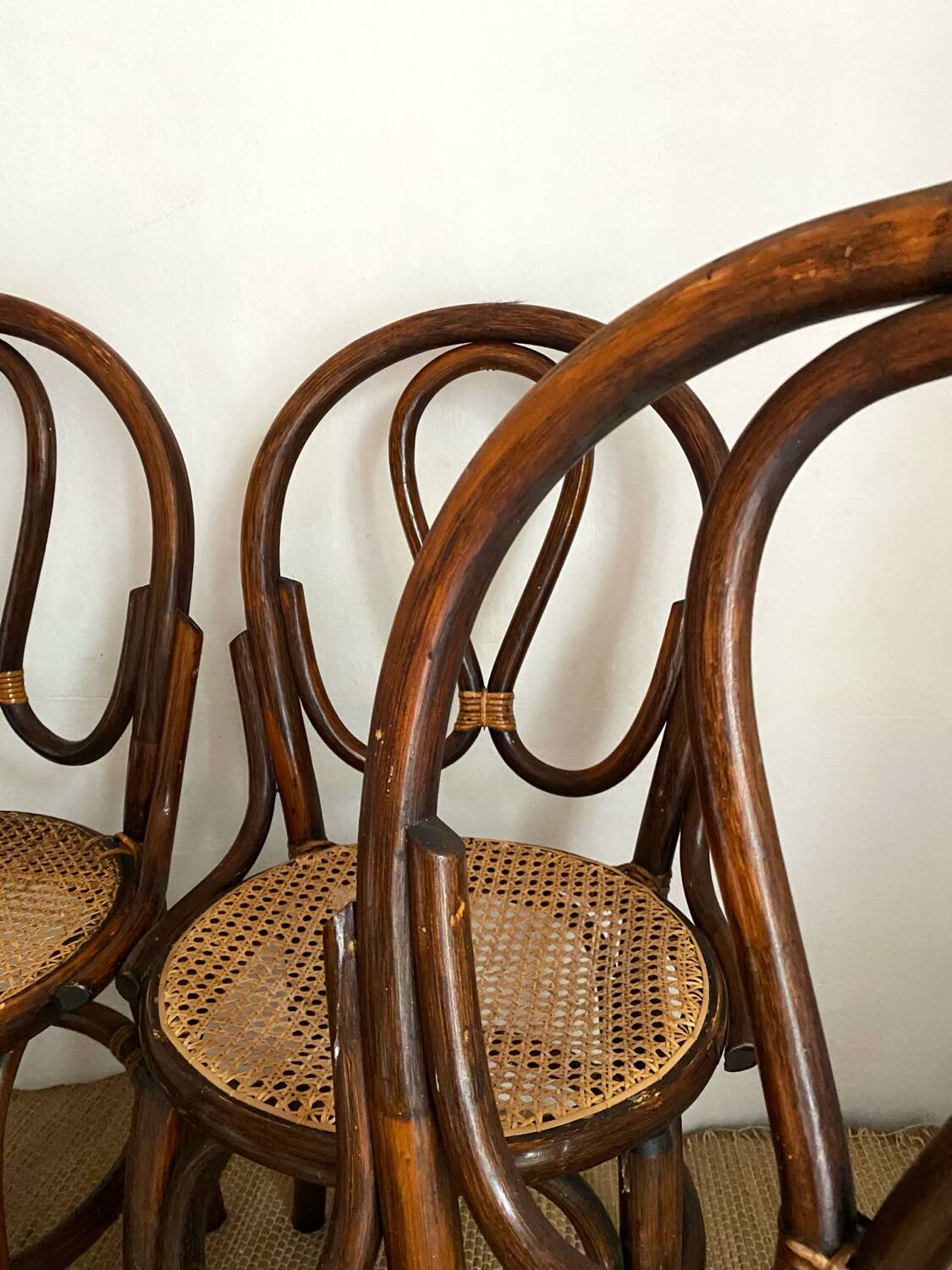 Rattan and cane bistro chairs