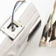 Vintage pair of 1970's chrome space age wall lights