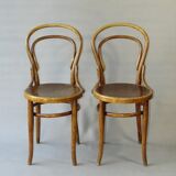 2 chairs n°14 - 1/2 by Kohn 1905, perforated wooden seats