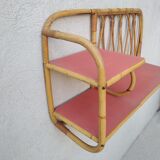 Vintage rattan wall shelf 60s