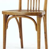 Vintage Thonet Bentwood Oak Chair With Original Label, Czechoslovakia, 1920