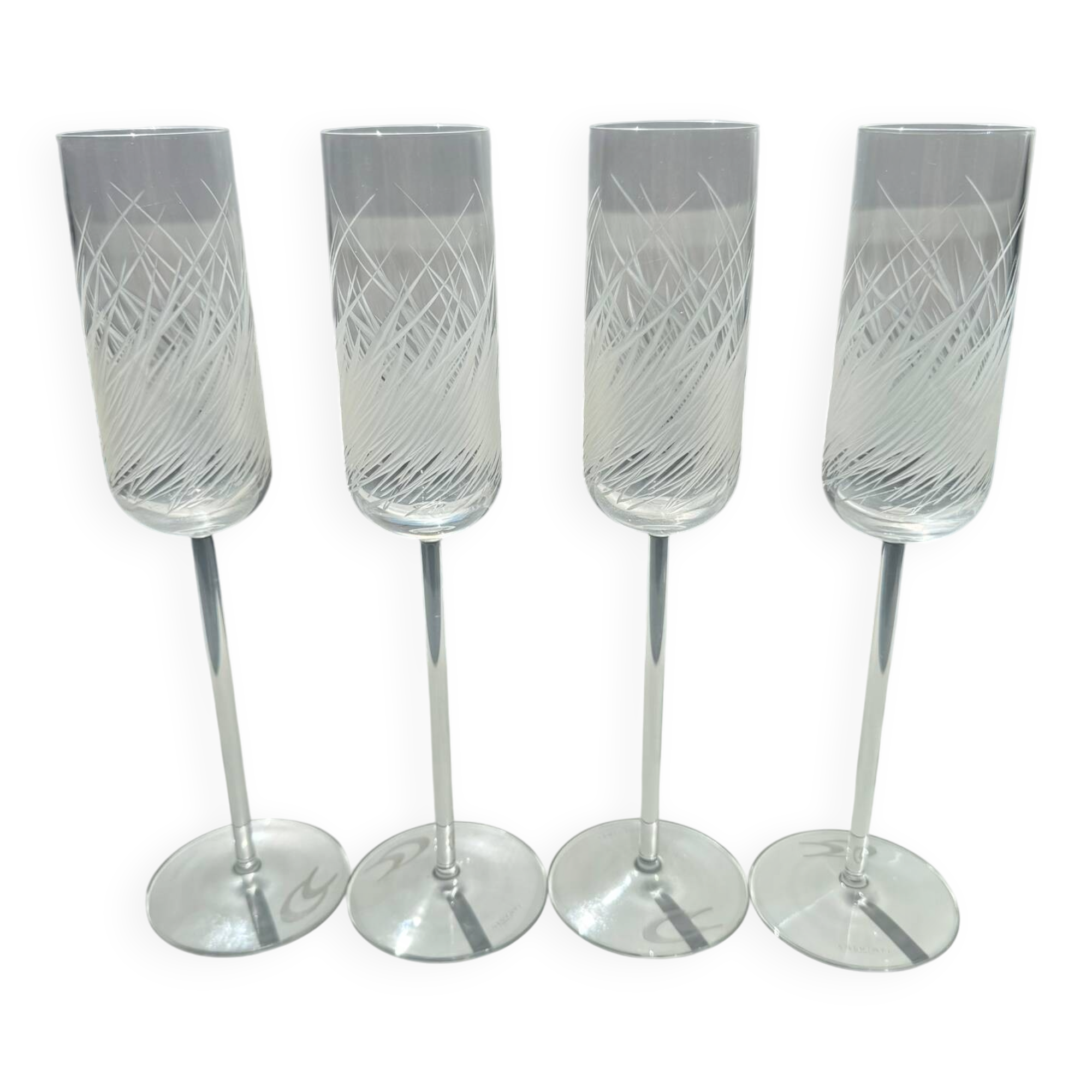 Set of 4 Engraved Champagne Flutes Salviati