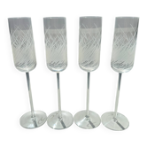 Set of 4 Engraved Champagne Flutes Salviati