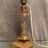 Lamp foot XIXth Louis XIV with stylized dauphin mounted in lamp without transformation
