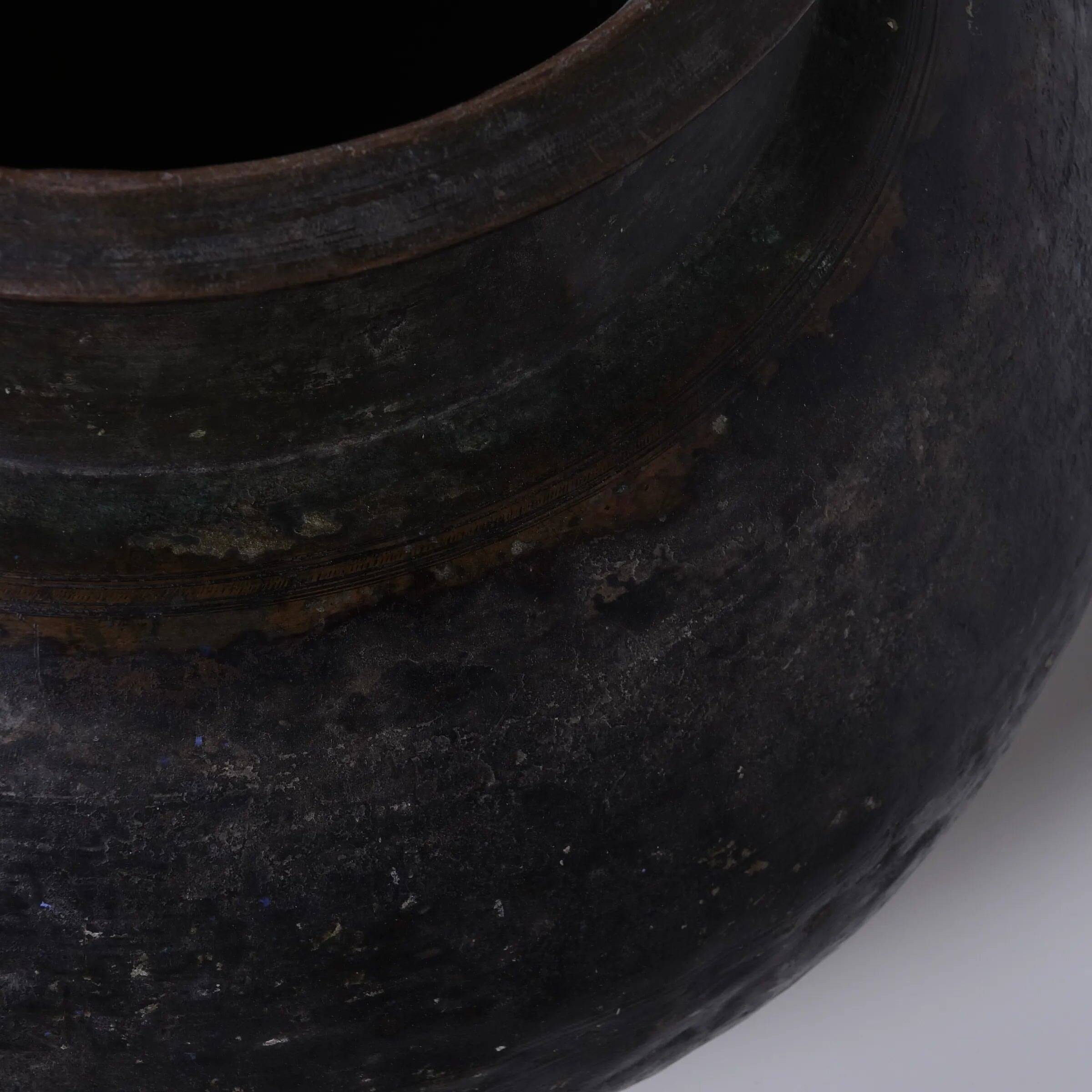 Tambe - Large patinated copper temple jar