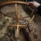 Rattan coffee table with blown glass top