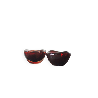 Bol en Verre Selena par Sven Palmqvist pour Orrefors, 1950s, Set de 2