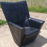 Vintage chair black leather Armilla Arflex Burkhard Voghterr