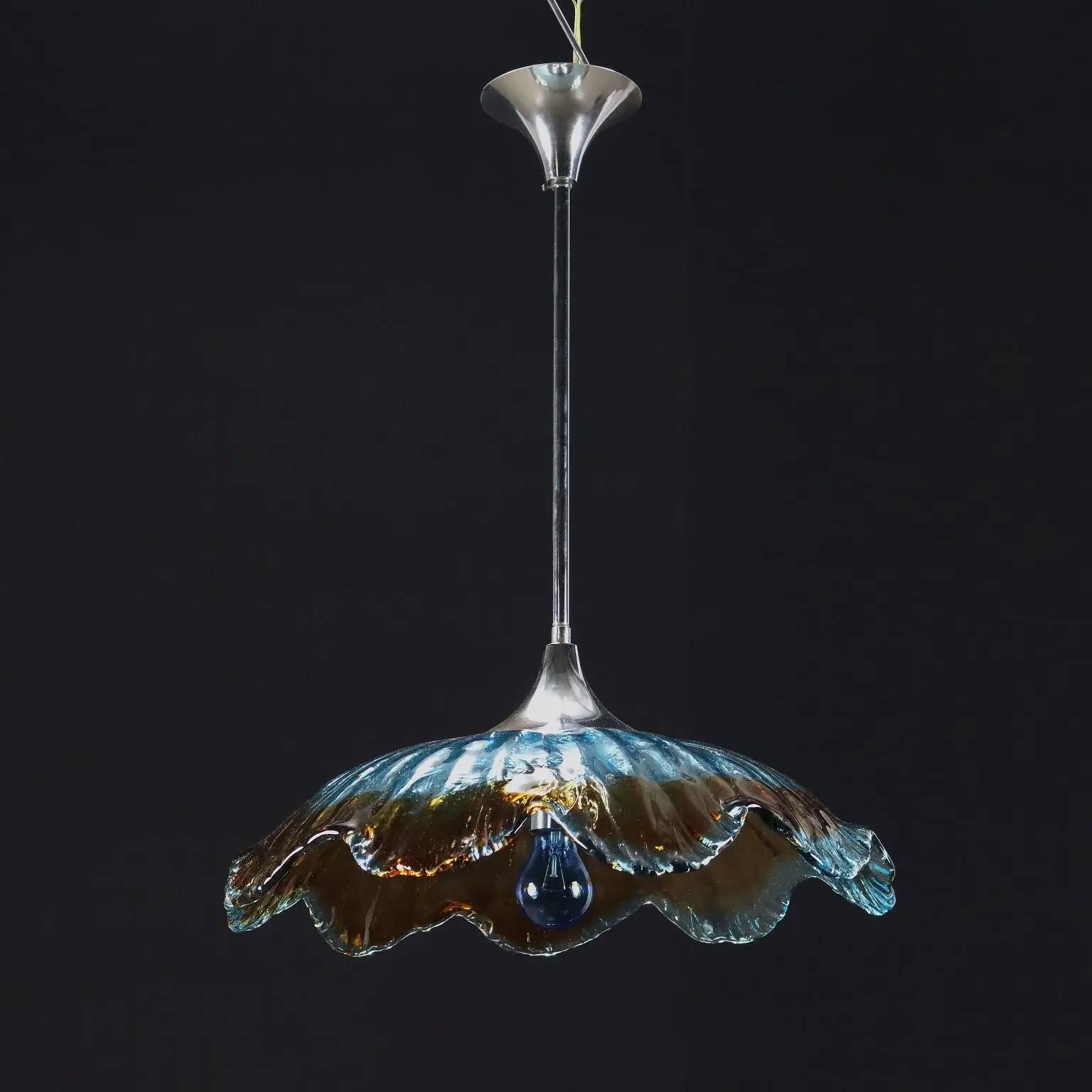 Glass ceiling light, Italy, 1970s