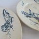Pair of earthenware dishes from Gien, Iris model, 28 cm