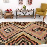 Orange Black Turkish Kilim Rug 170x259Cm SK 35353