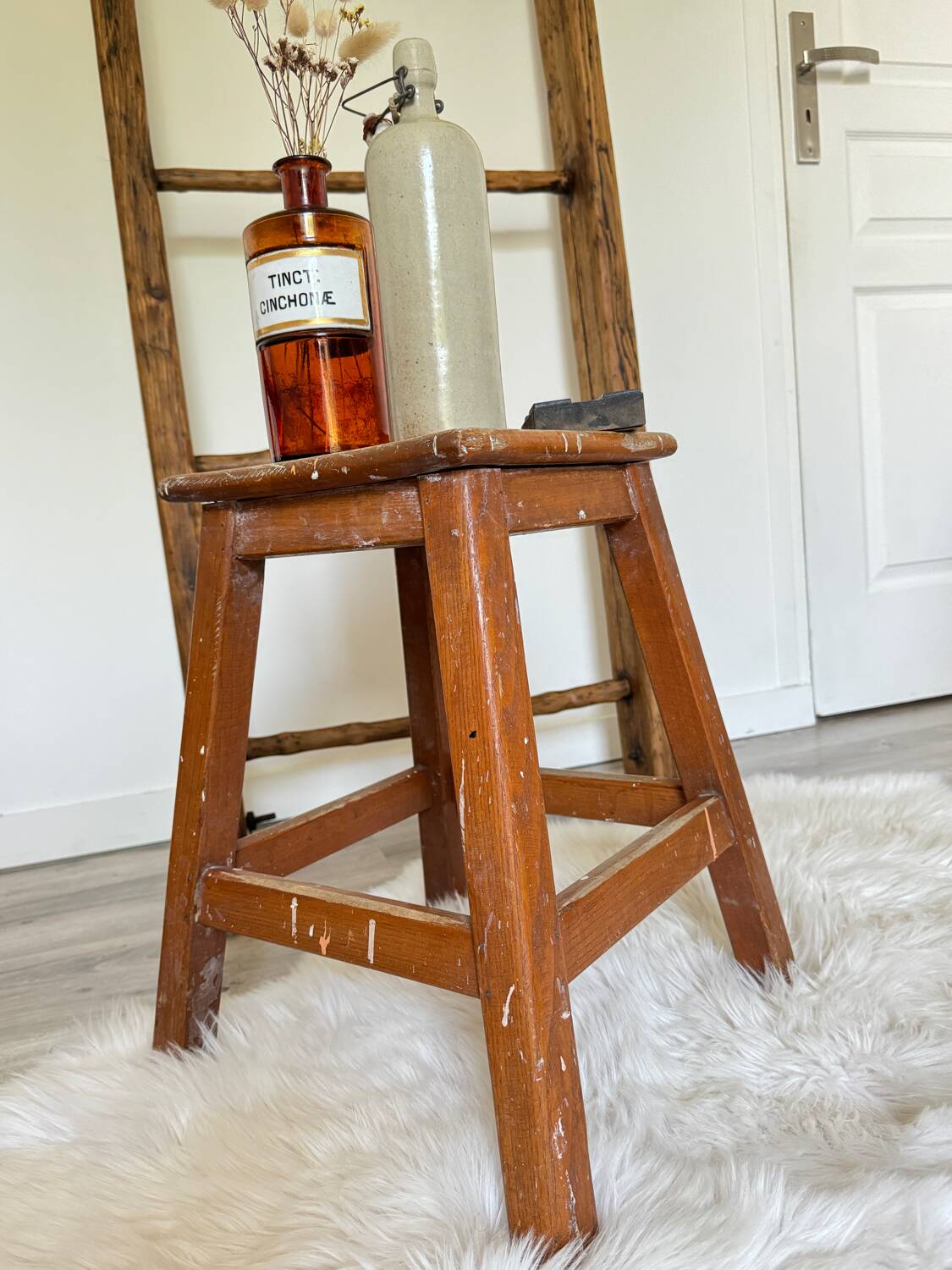 Old wooden painter's stool