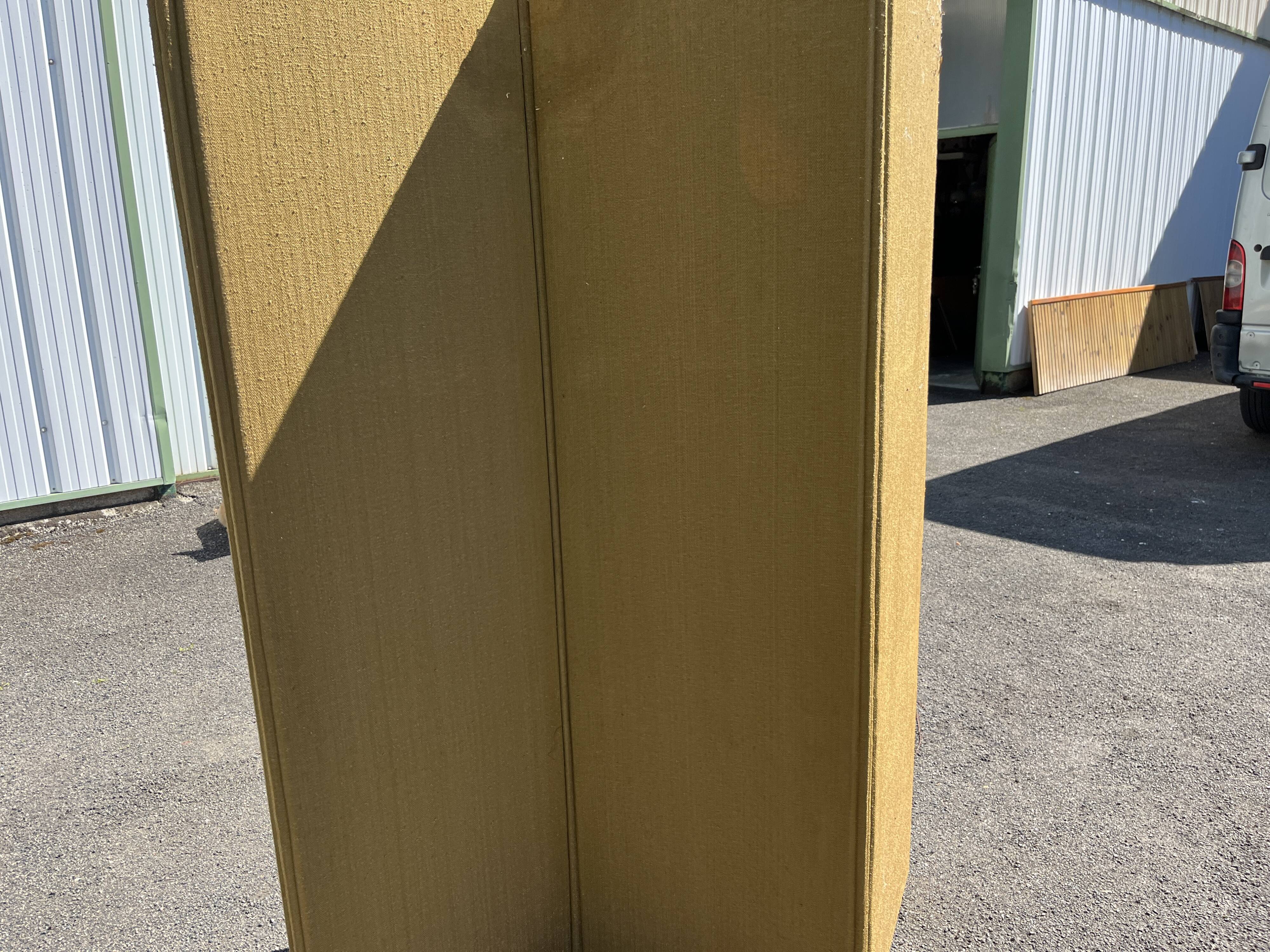 Antique 4-panel screen – burlap and upholstery nails