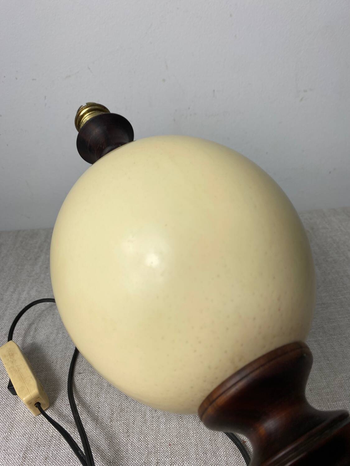 Wooden and ostrich egg lamp base