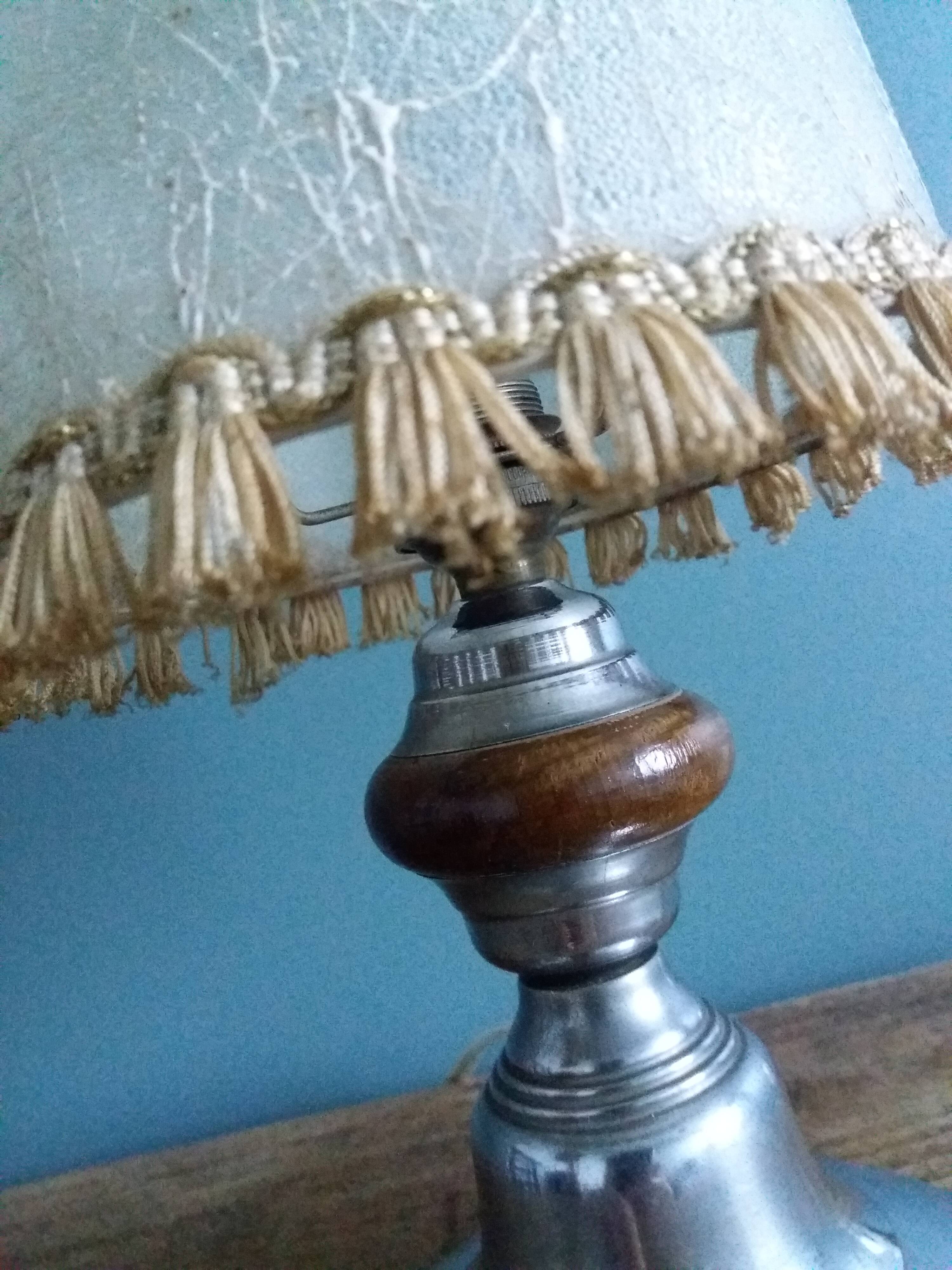 Metal and wood bedside lamp