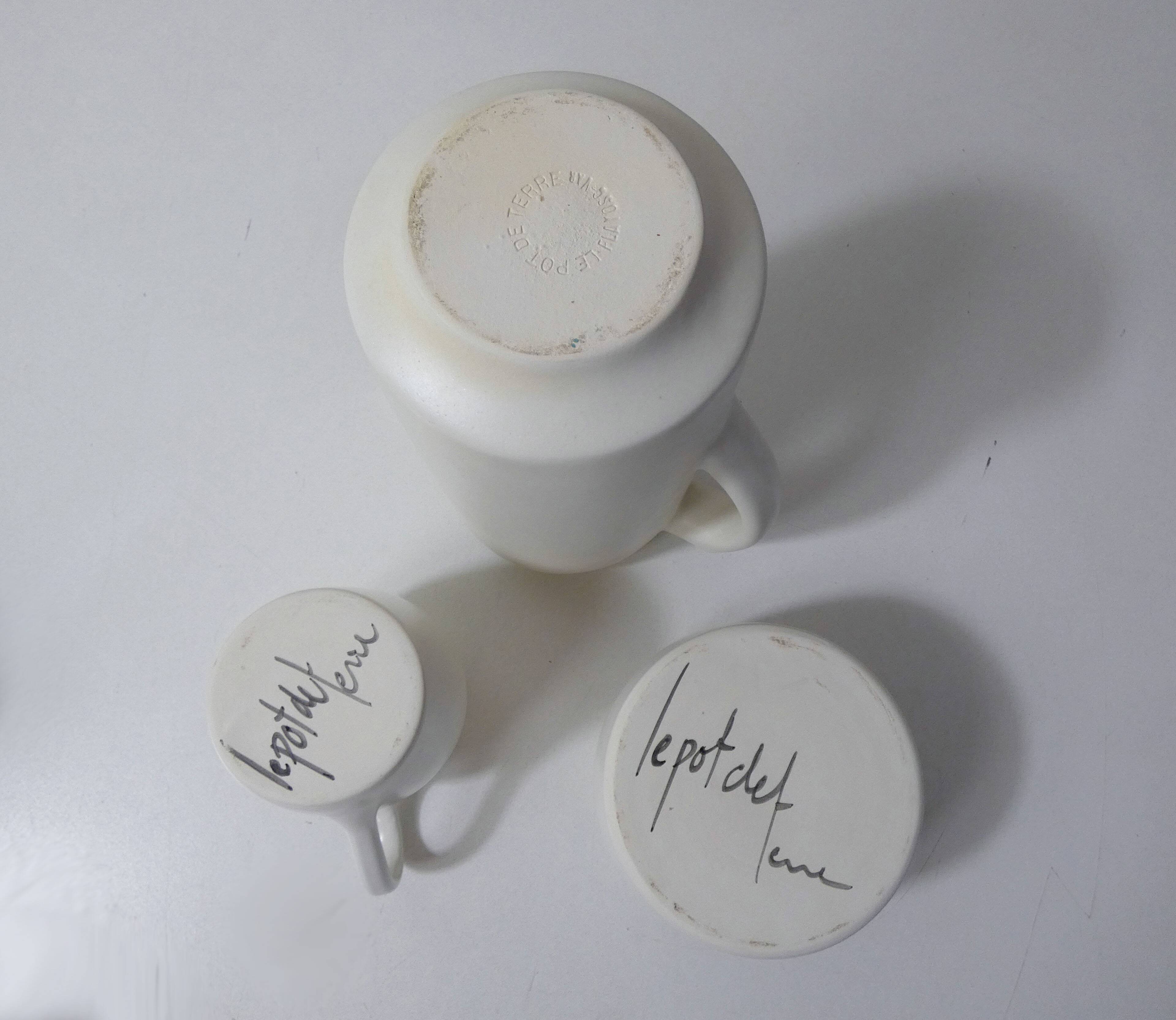 Service en grès grès blanc design vintage signé le pot de terre flayosc var
