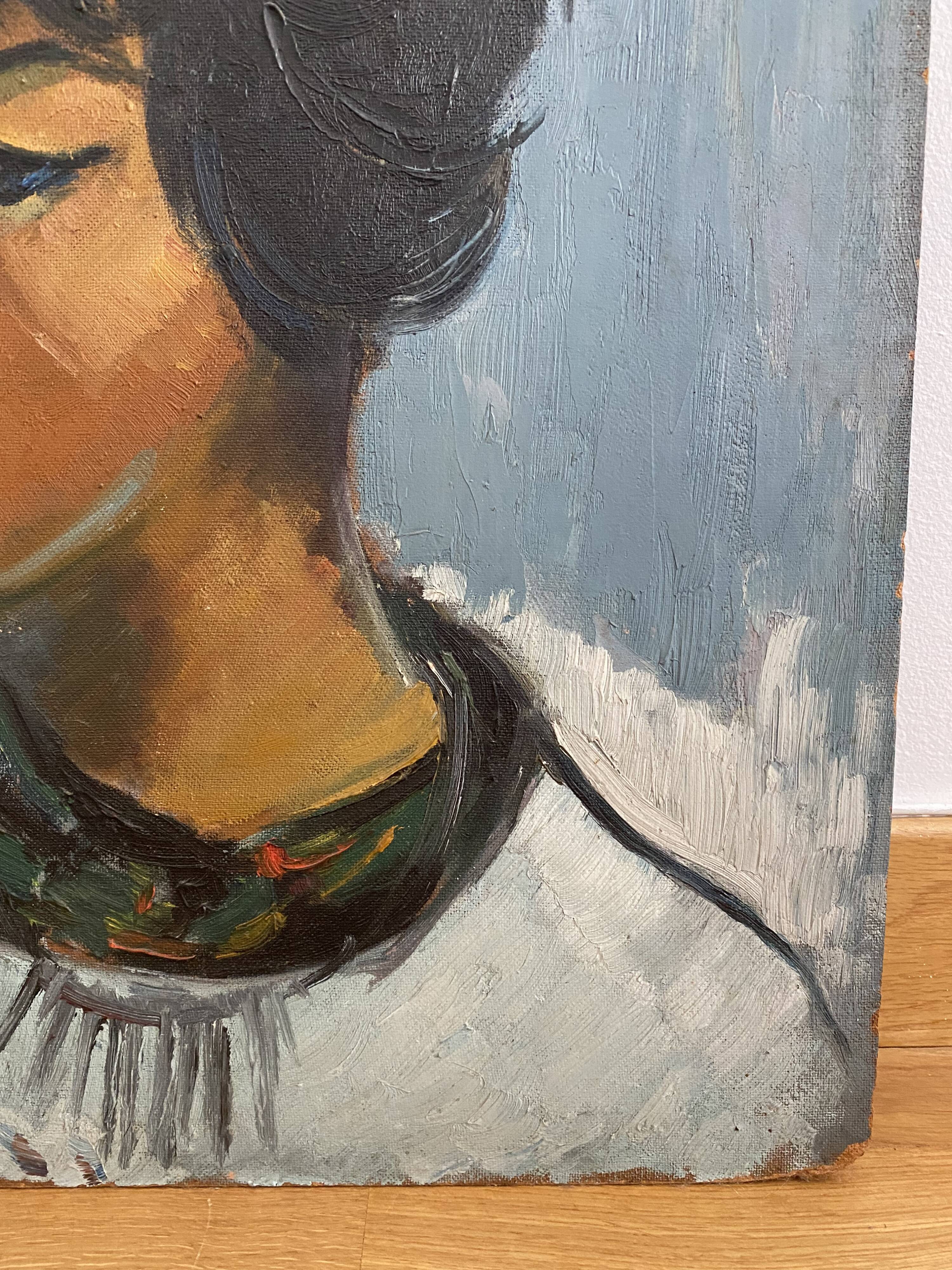 Portrait of a woman in oil on panel