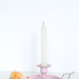Pink cellar rat candleholder, enamelled metal, vintage