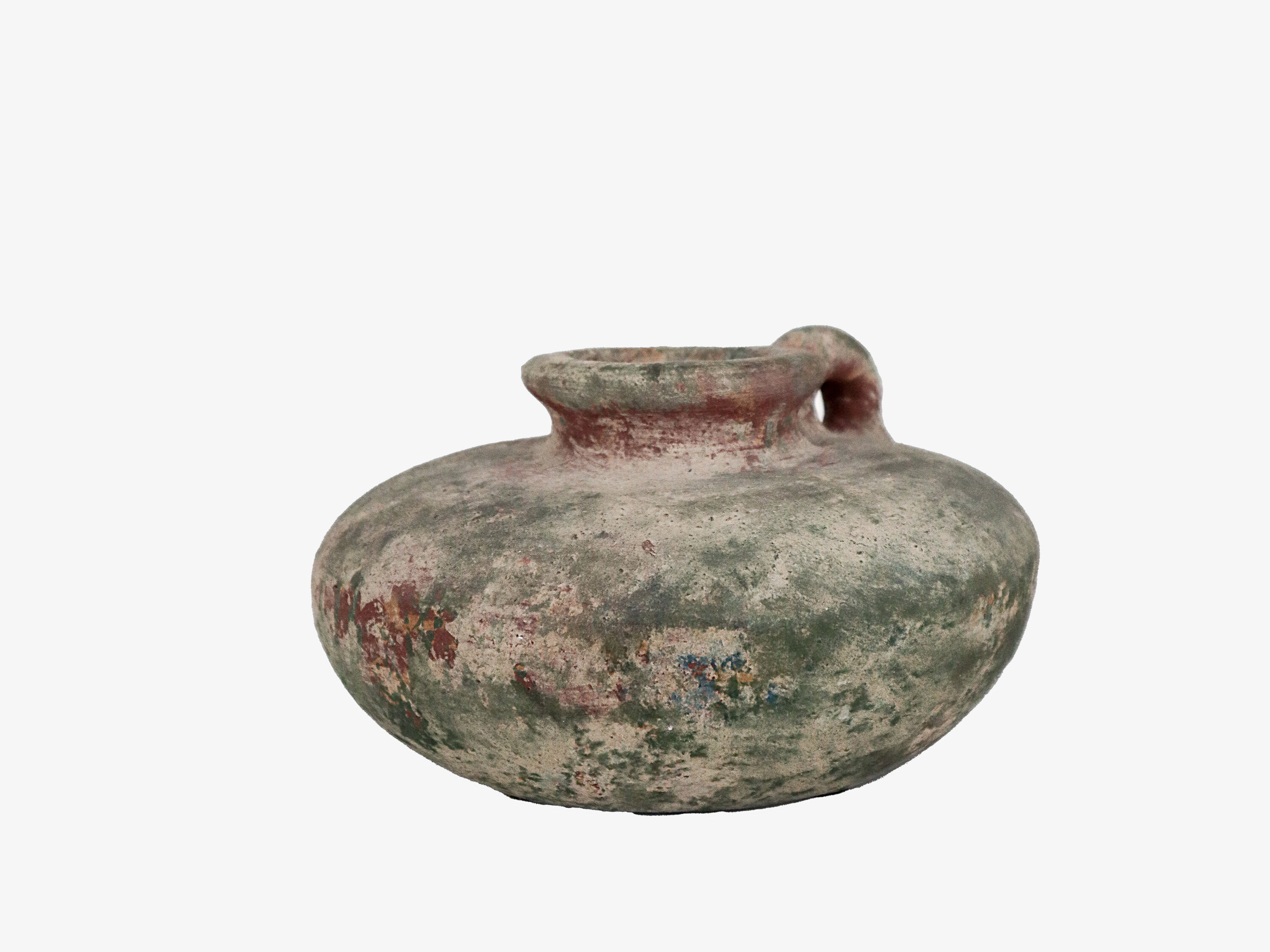 Aged patina rustic vase green