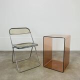 Smoked plexiglass cube side table by Michel Dumas, 1970s