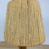 Lampe brutaliste bois d'olivier et corde style organique