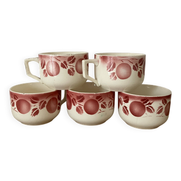 5 antique Badonviller fruit cups
