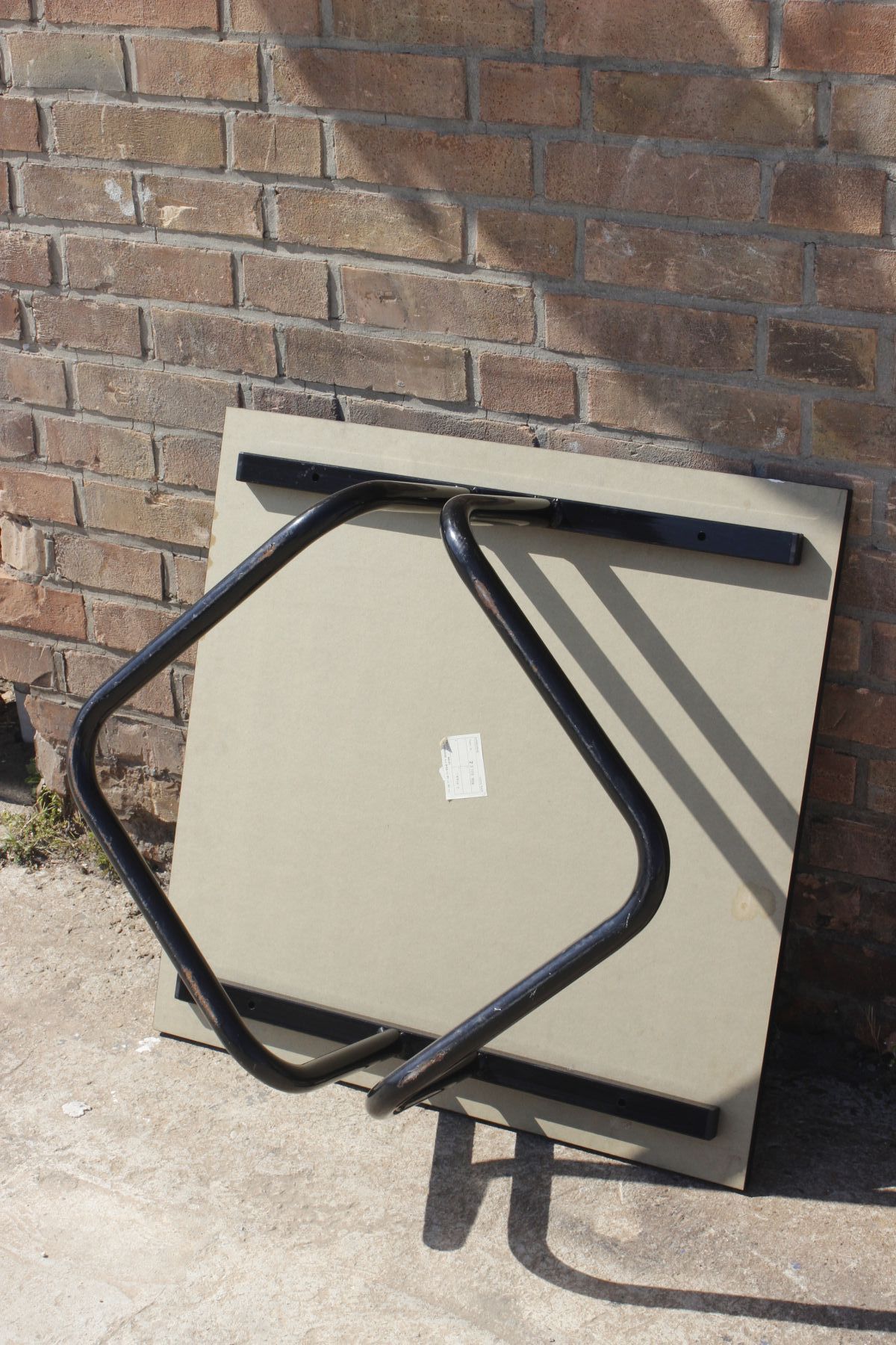 Vintage coffee table in steel and black melamine by Airborne, france, 1990s