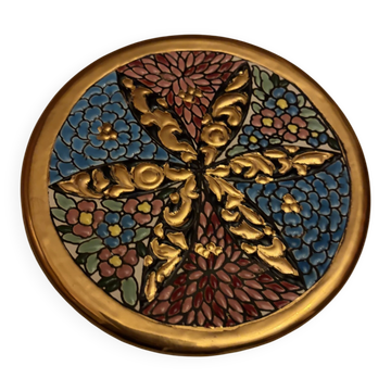 ceramic plate glazed and gilded with 24-carat gold