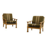 Vintage 1960s Danish low back lounge chairs in light oak, Henning Kjærnulf style
