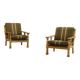 Vintage 1960s Danish low back lounge chairs in light oak, Henning Kjærnulf style