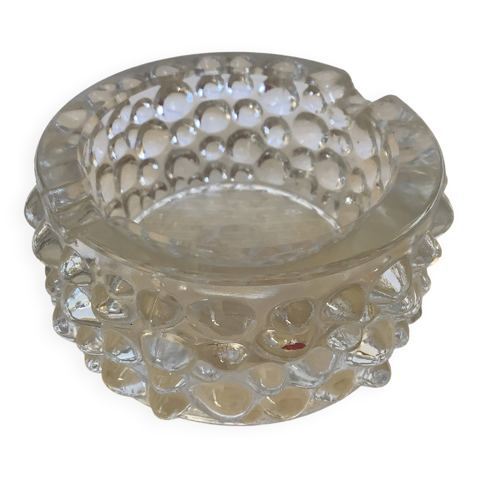Bubble ashtray pocket emptier in molded glass