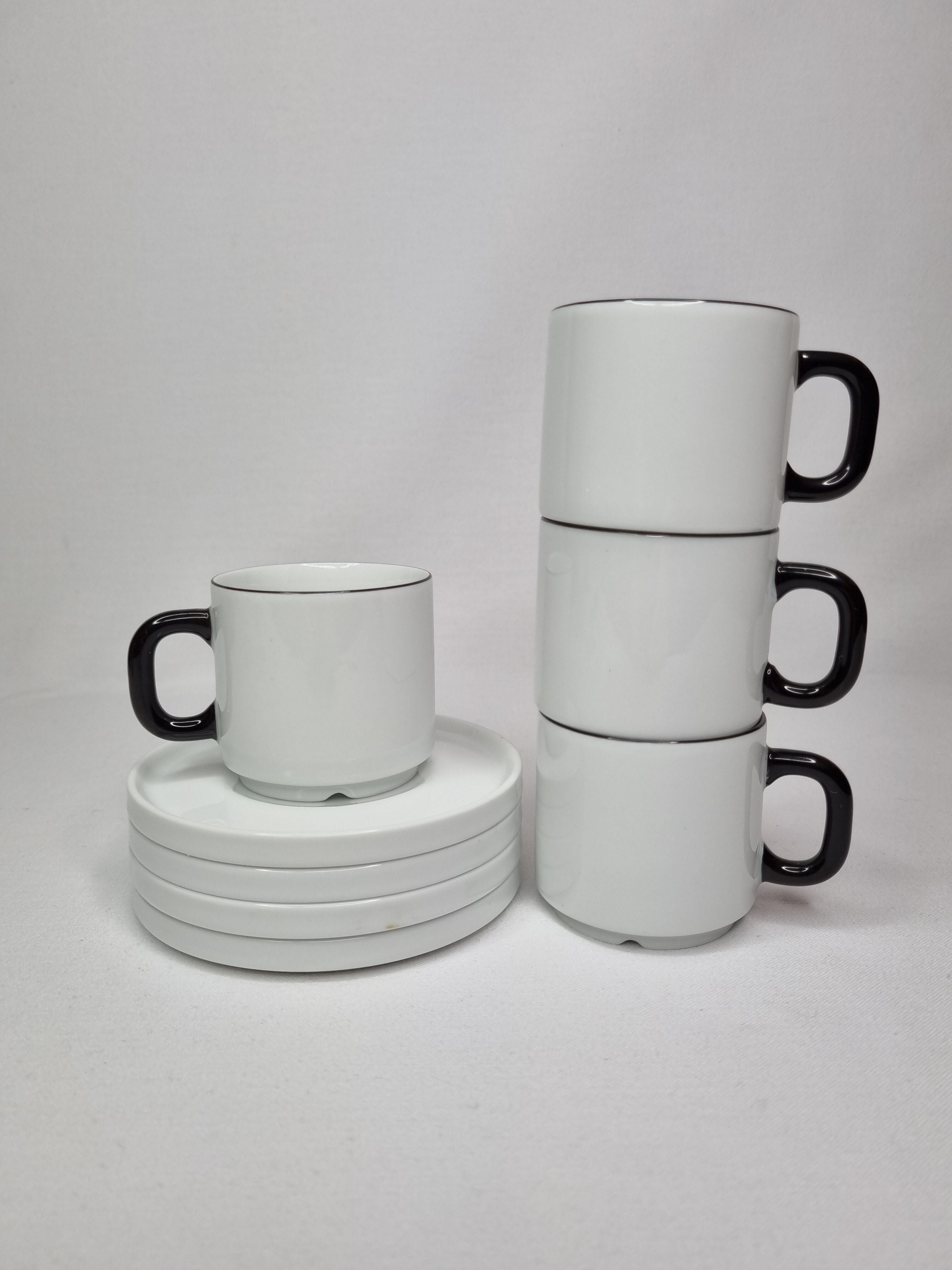 Set of four Friesland Germany porcelain coffee cups in Art Deco style