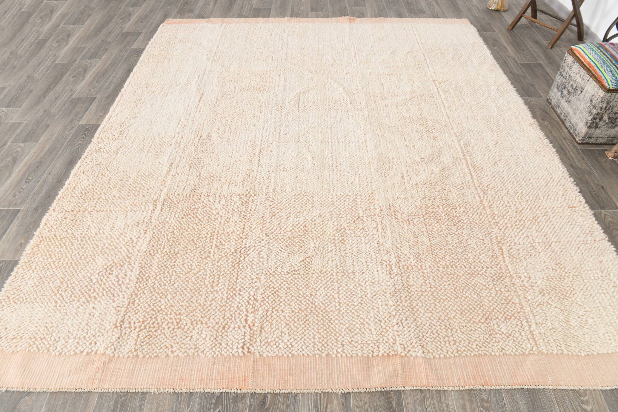 8x10 Peach Orange Handmade Wool Vintage Rug, 250x304Cm SK 34929