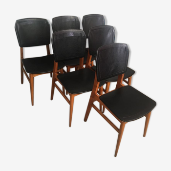 Set of 6 chairs scandinavians 1950