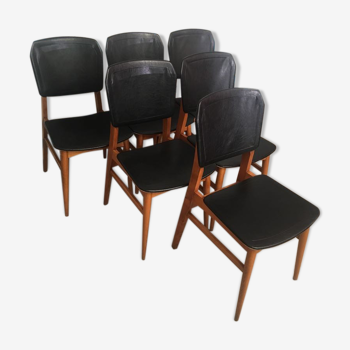 Suite de 6 chaises scandinaves  1950