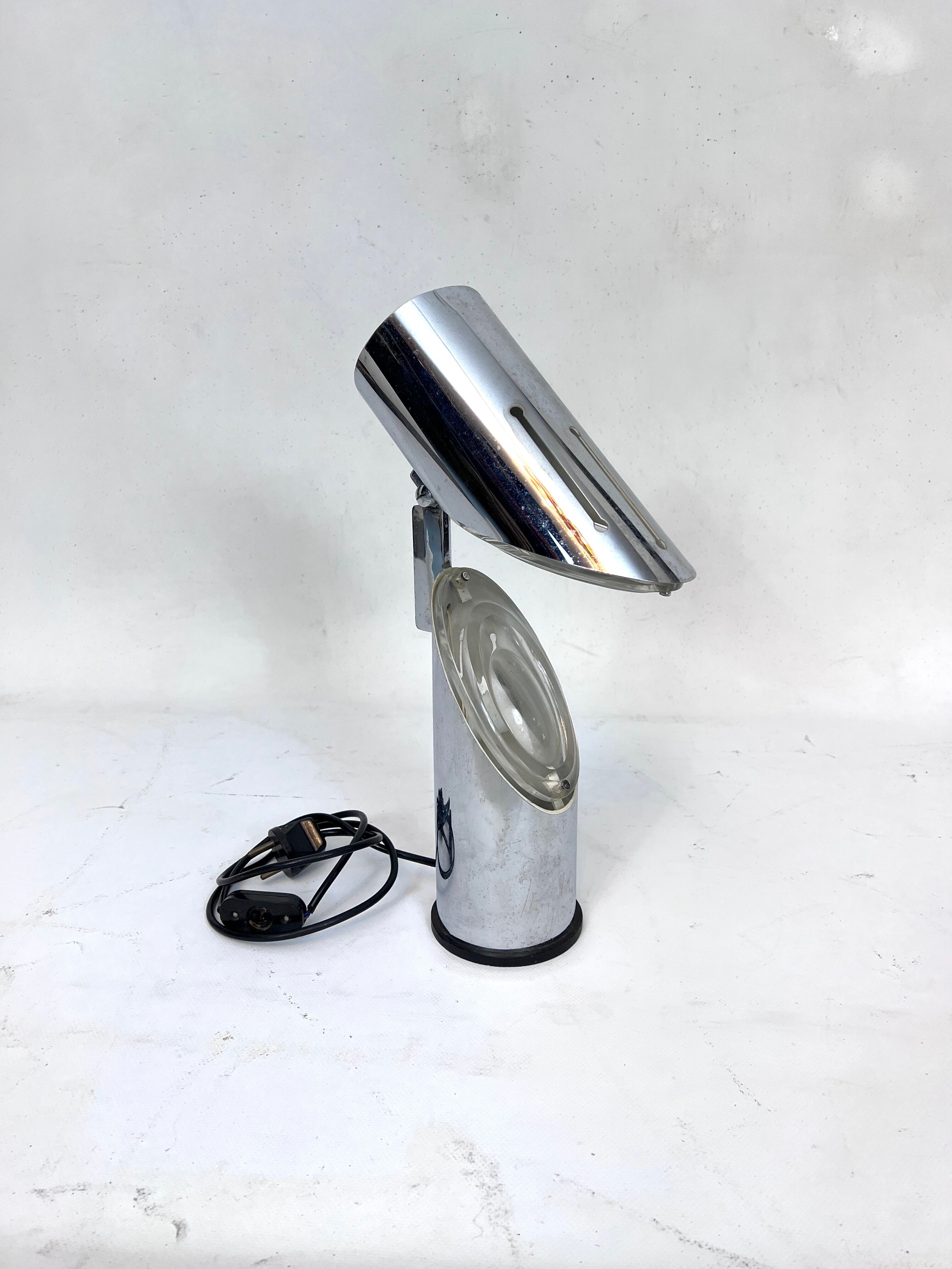 Modern chrome and glass table lamp by Stilkronen, Italy 1960s, Oscar Torlasco