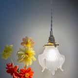 Vintage art deco tulip ride in frosted glass, flower shape
