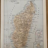 Lithograph and map on Madagascar from 1897