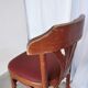Mid-Century Thonet Style Bar Stools: Red Faux Leather Seat, Set of 2