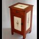 Vintage brown wooden bedside table hand-painted from the 1950s with a drawer and door.