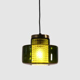Green glass pendant lamp with crystal by Carl Fagerlund for Orrefors