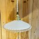 White opaline and gold metal pendant light